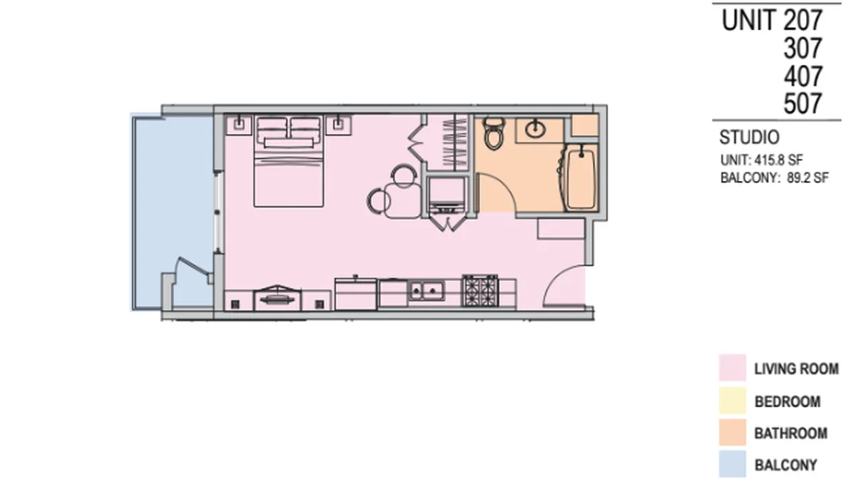 Unit 307 Koreatown Room For Rent in Berendo Villas , 419 sqft.