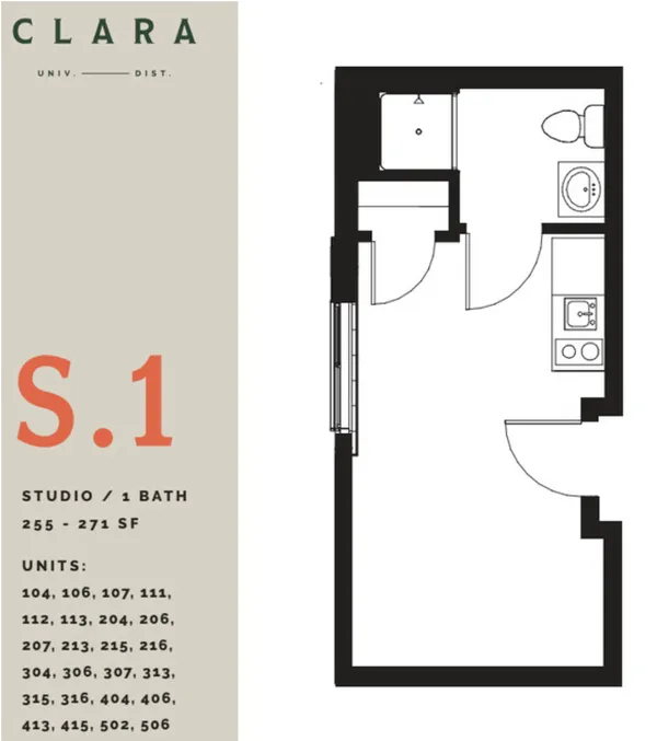 Clara Apartments for rent near UW | 1-Bedroom Off-Campus Options Available