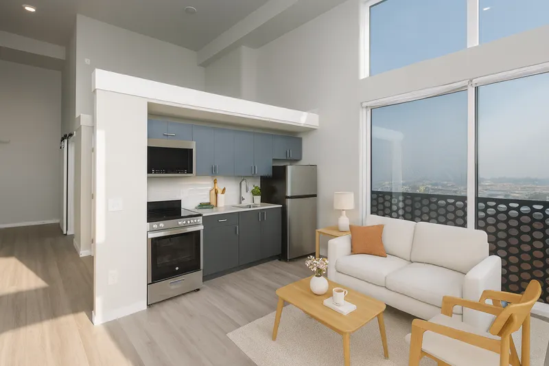 Living room at Ellis Apartments en Downtown Tacoma, Tacoma